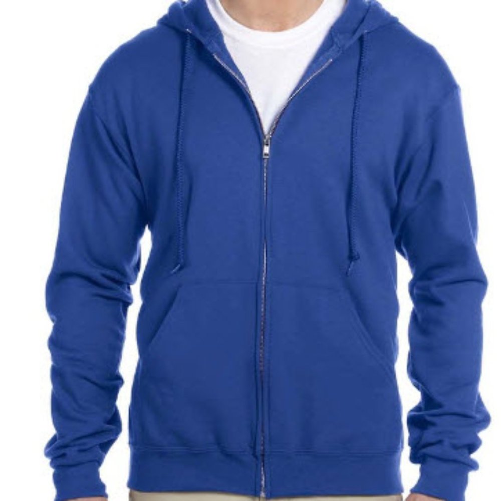 NWOT Jerzees 993 NuBlend Hooded Zip-Up Sweatshirt in Royal